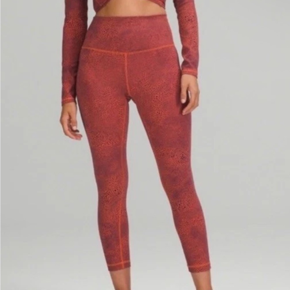 Lululemon Wunder Train High-Rise Crop Crackle Glaze Vintage Orange Size 6 H-10